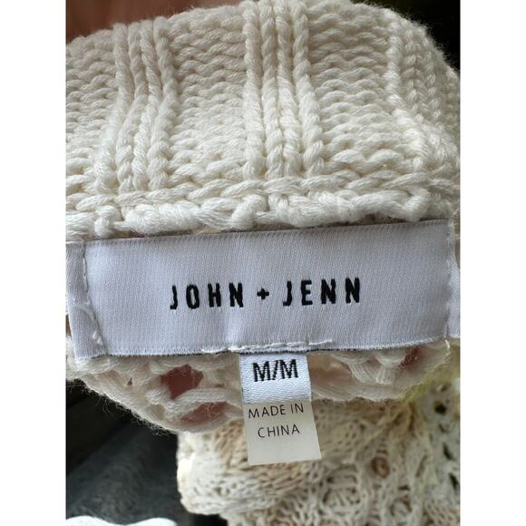 JOHN + JENN Women's Cream Striped Cable Loose Knit Oversized Sweater Size M - Picture 7 of 8